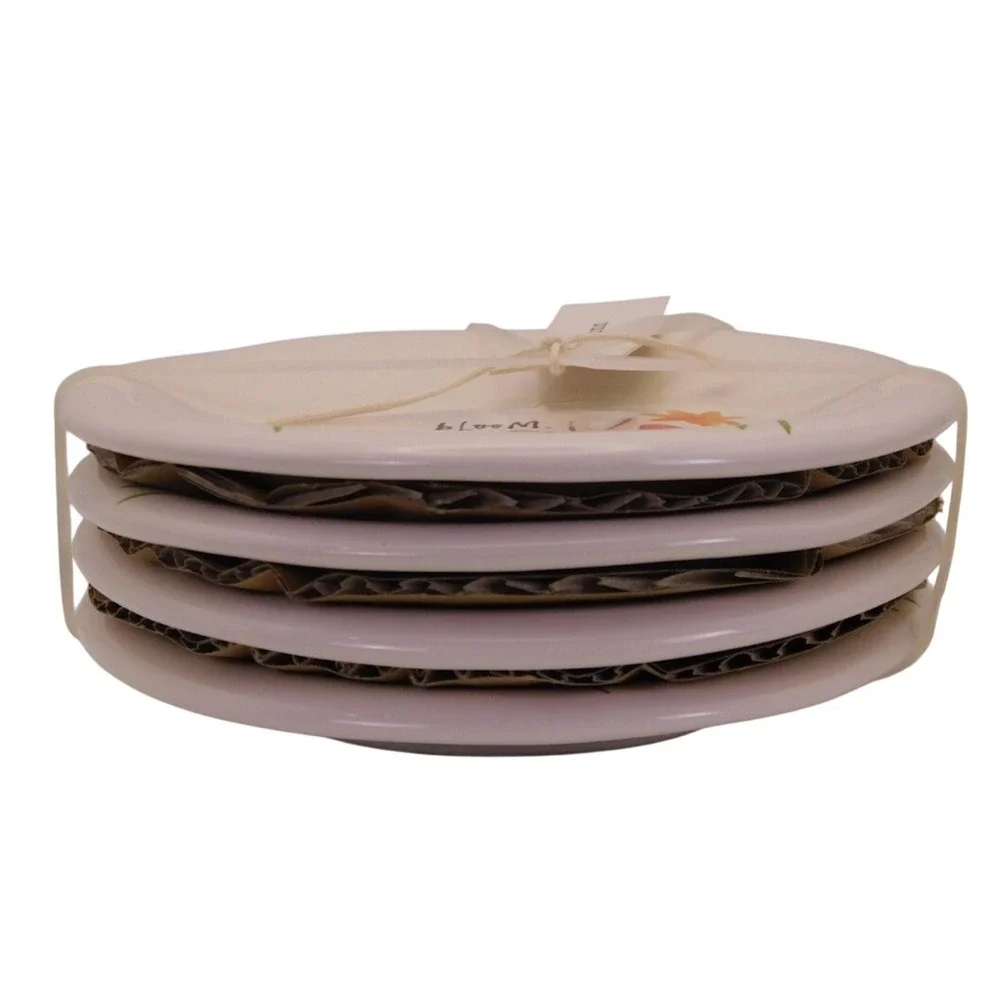 Rae Dunn Artisan Collection Magenta Bloom Appetizer Plates Set‎ of 4 6'' HG8 201